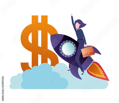 businesswoman with dollar sign avatar character