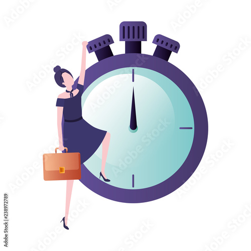 businesswoman with clock avatar character photo