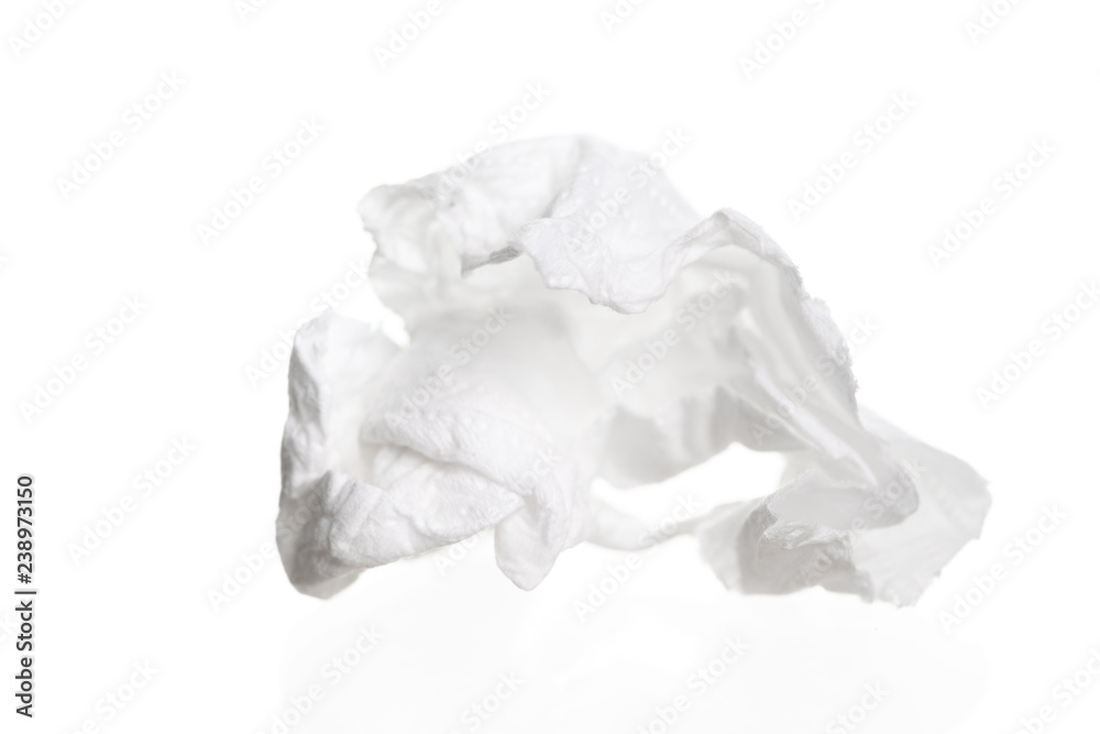 Screwed paper tissue isolated on white background Screwed paper tissue isolated on white background