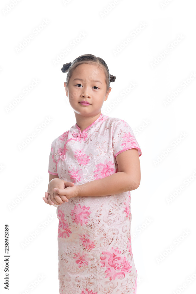 Portrait of Asian girl kid cute age 7 years on white background Portrait of Asian girl kid cute age 7 years on white background