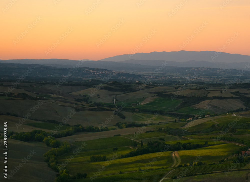 sunset in mountains, Italy, Tuscany