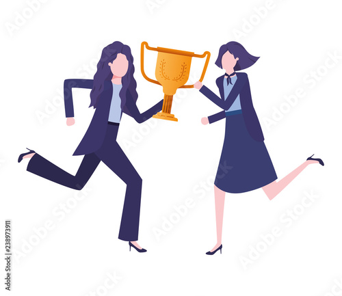 businesswomen with trophy avatar character