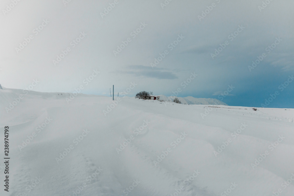 isolated house in winter season, Iceland