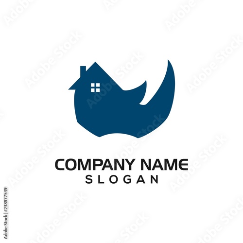 Logo, Icon, Graphic Resource of construction or Home business with Rhino and Roof concept.