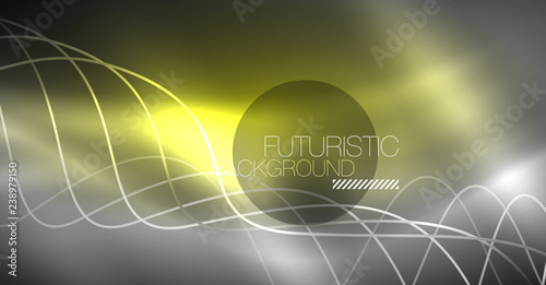 Neon lines wave background. Abstract composition