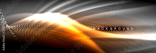 Liquid neon flowing waves, glowing light lines background