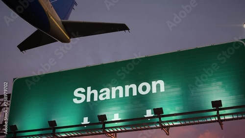 Airplane Take off Shannon during a wonderful sunrise