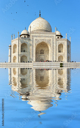 The magnificent Taj Mahal reflected in the water