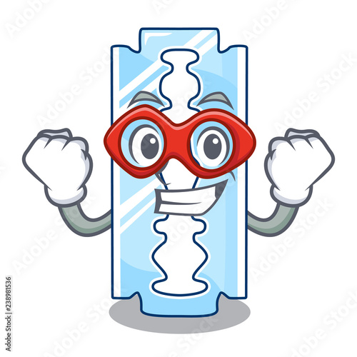 Super hero razor blade a on shape cartoon