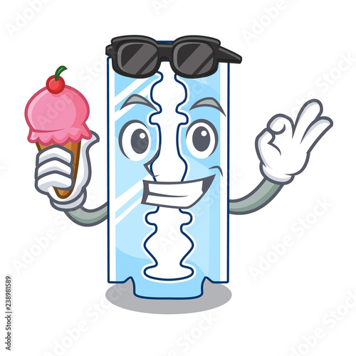 With ice cream razor blade a on shape cartoon