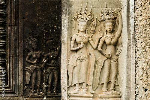 Detailed Carvings of Angkor Wat