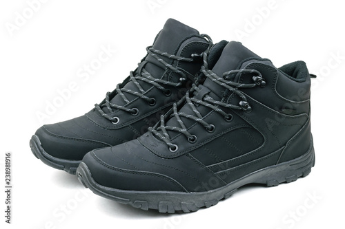 A pair of winter men's sneakers isolated on white background.
