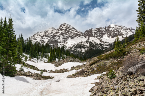 Maroon Bells Colorado Snow covered Aspen