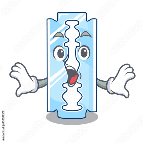 Surprised razor blade and border cartoon cyan