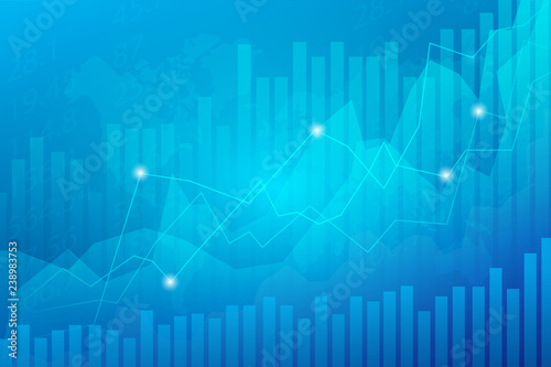 Business candle stick graph chart of stock market investment trading on blue background.Bullish point, Trend of graph. Eps10 Vector illustration.