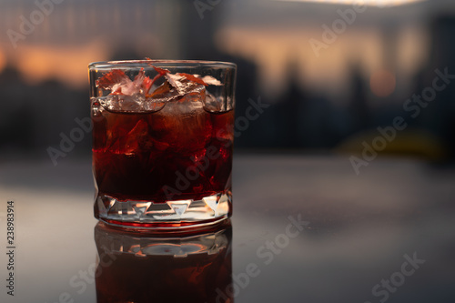 red cocktail sunset
