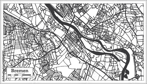 Bremen Germany City Map in Retro Style. Outline Map.