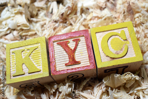Know Your Customer acronym on wooden blocks business and financial terminologies photo
