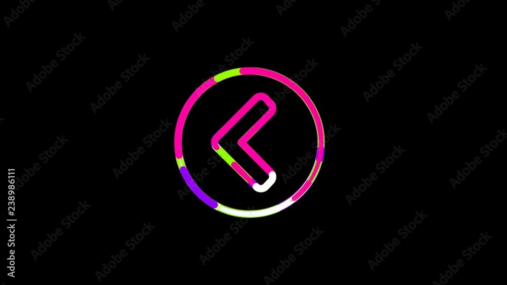 Circles gather in symbol chevron circle left. After it crumbles in a line and moves to the camera. Alpha channel black Circles gather in symbol chevron circle left. After it crumbles in a line and moves to the camera. Alpha channel black