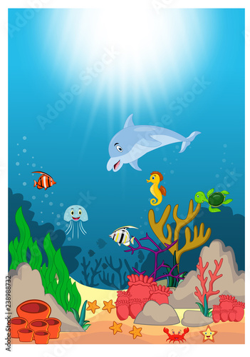 Beautiful Underwater World Cartoon photo