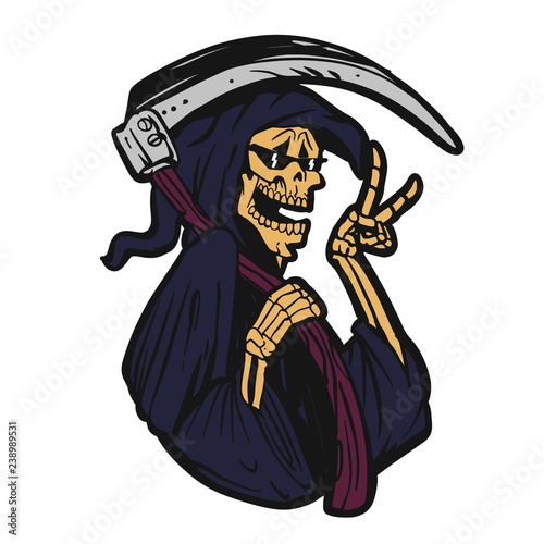 Funny grim  reaper wearing sunglasses