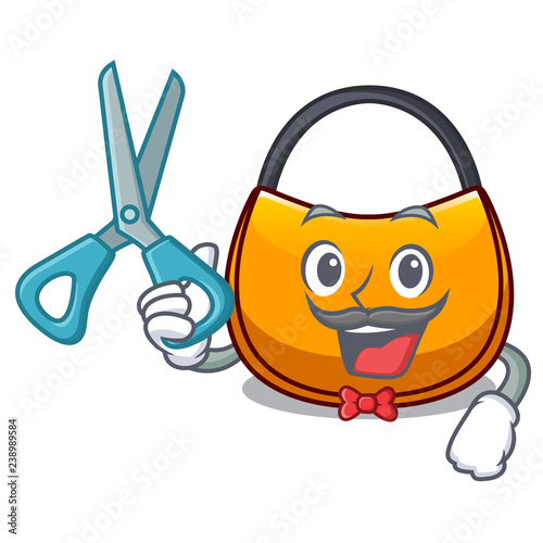 Barber female hobo bag isolated on mascot