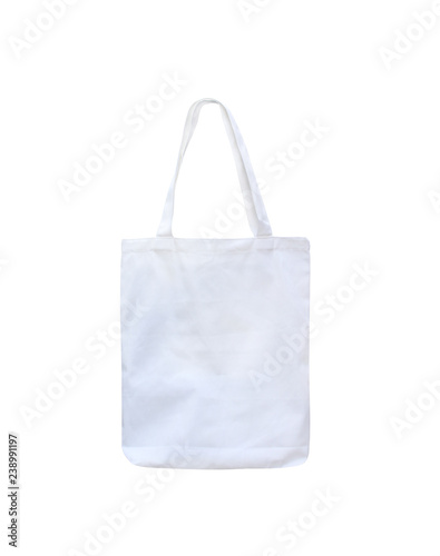 White fabric bag isolated on white background with clipping path ,vertical patterns