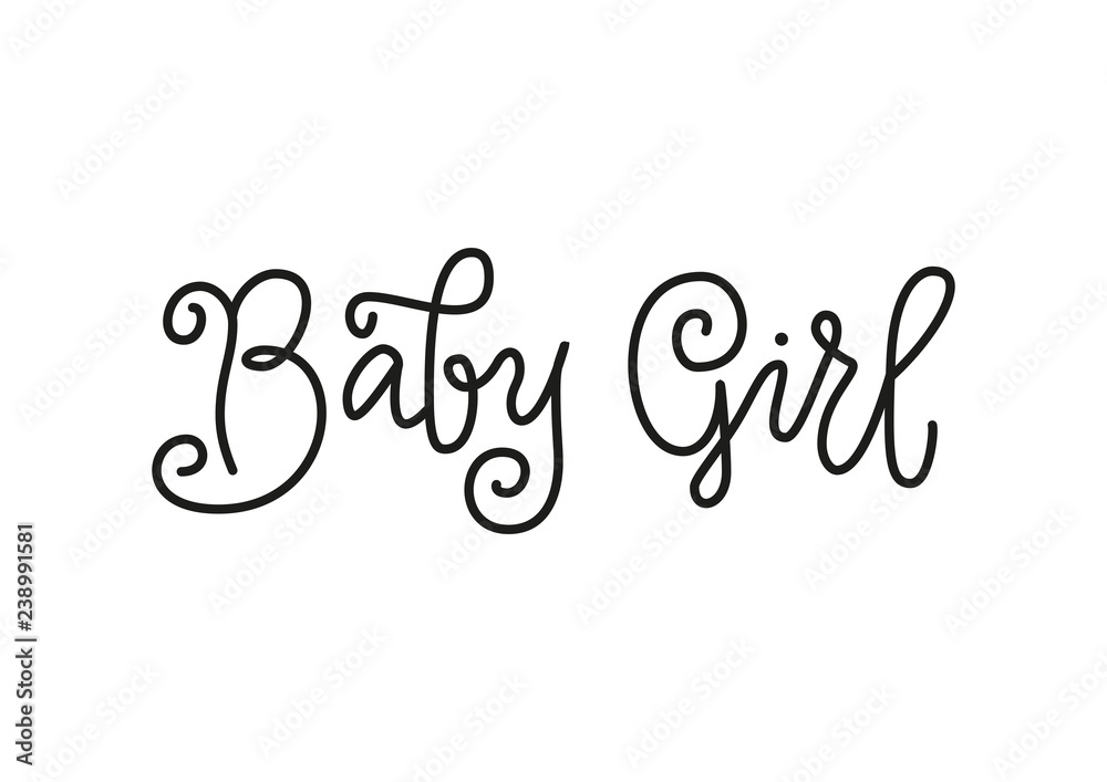 Modern calligraphy lettering of Baby Girl in black in monoline style isolated on white background for decoration, poster, banner, greeting card, a birth certificate, birthday, embroidery, fancywork Modern calligraphy lettering of Baby Girl in black in monoline style isolated on white background for decoration, poster, banner, greeting card, a birth certificate, birthday, embroidery, fancywork
