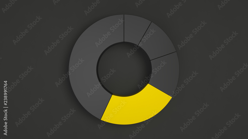 Black ring pie chart with one yellow sector Black ring pie chart with one yellow sector