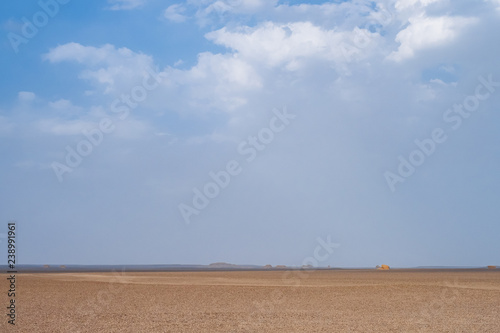 Yardang rocks in gobi desert in Dunhuang Yardang National Geopark, Gansu, China photo