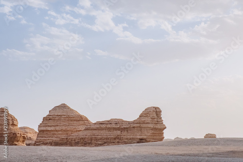 Yardang rocks in gobi desert in Dunhuang Yardang National Geopark  Gansu  China