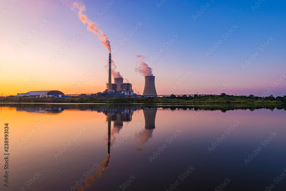 The beautiful sky, the reflection of the water. thermal power plant