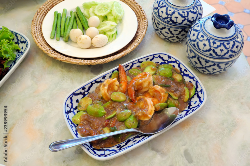 Stir fried shrimp paste with spicy southern Thai Stir fried shrimp paste with spicy southern Thai