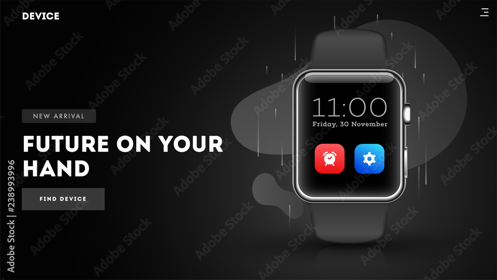 Fototapeta premium Website hero image or landing page with smart watch .