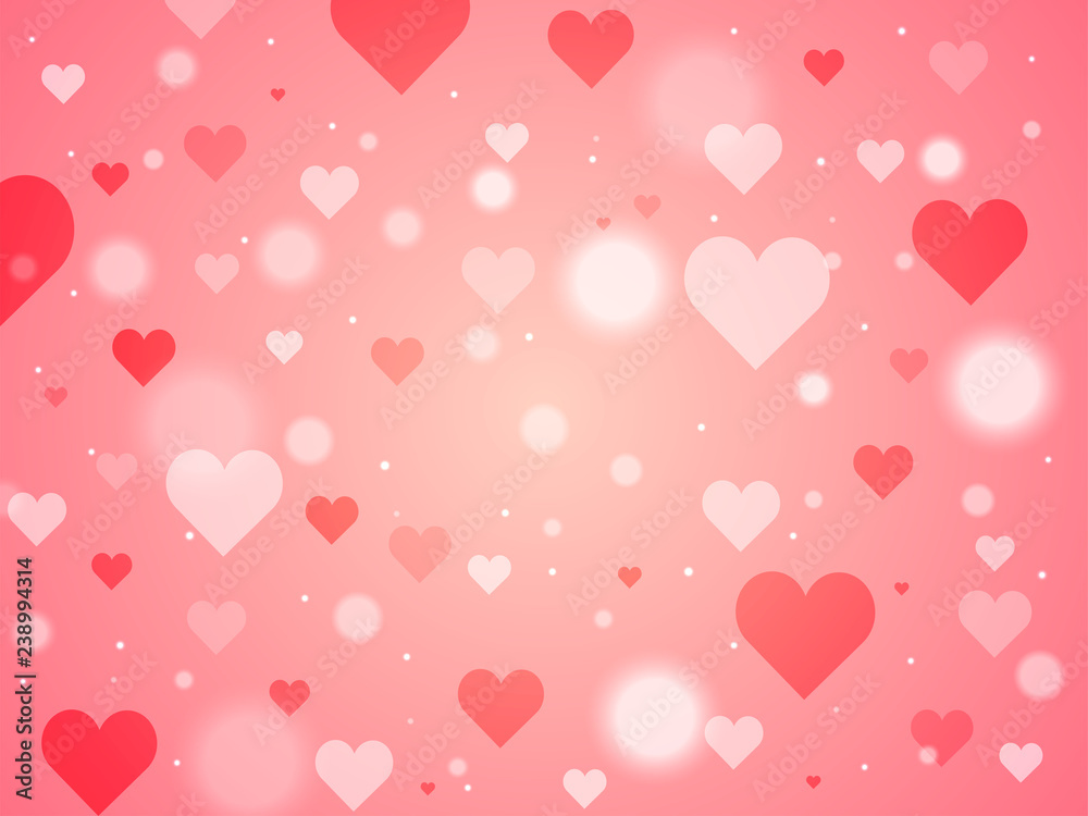 Happy Valentine's Day Backgound with Heart Shapes on Pink Background.