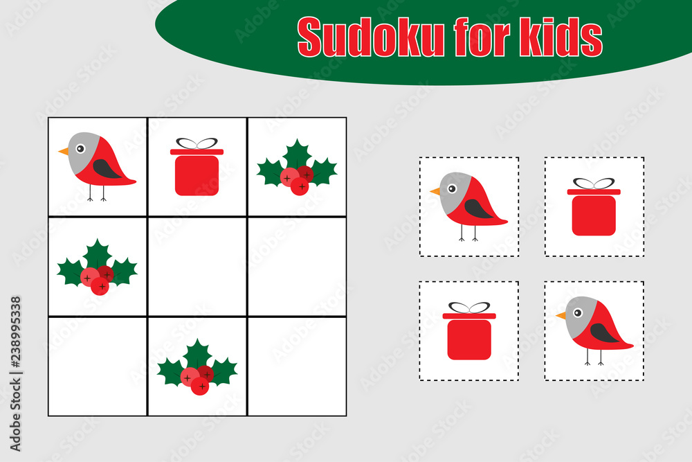 First Sudoku game with christmas pictures for children, easy level ...
