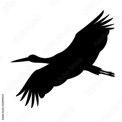 stork in flight ,vector illustration ,silhouette