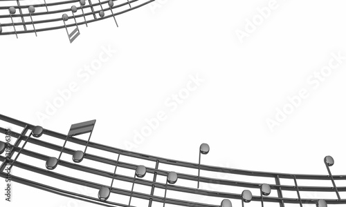 Abstract music notes. Black silhouette, isolated on white background / Illustration