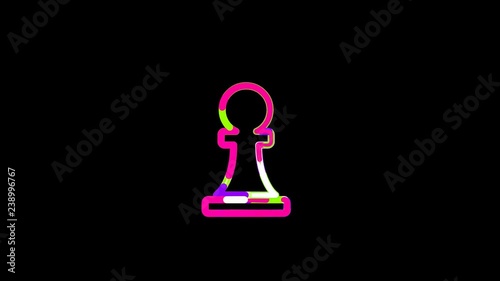 Circles gather in symbol chess pawn. After it crumbles in a line and moves to the camera. Alpha channel black