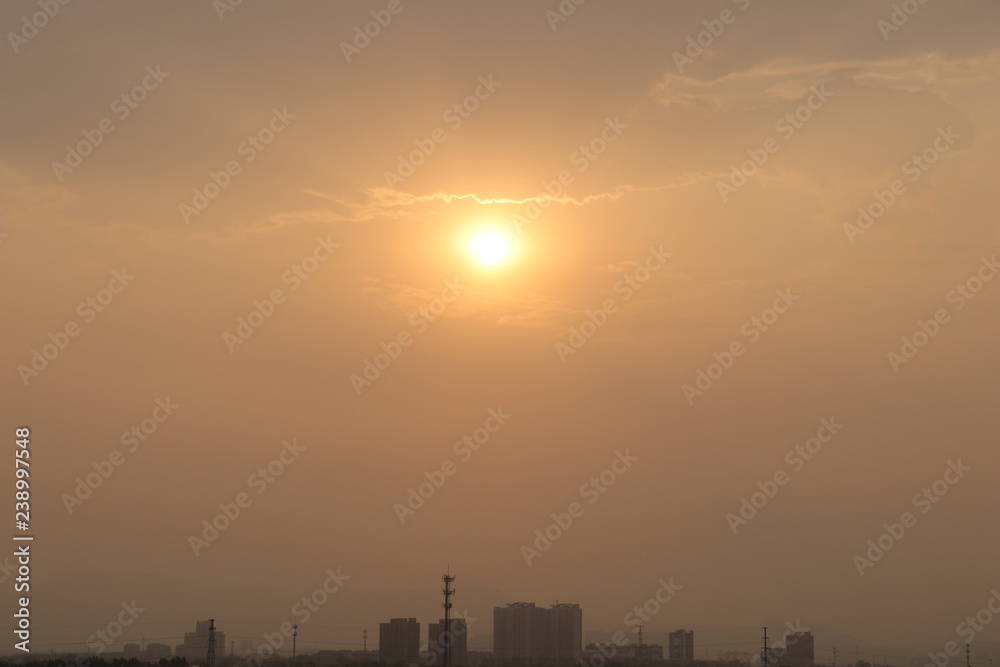 Naklejka premium sunset on river