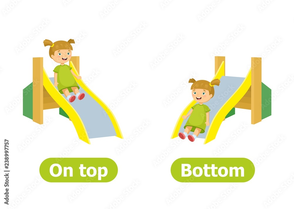 Vector antonyms and opposites. Cartoon characters illustration on white