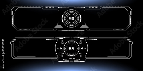 HUD Futuristic Technology Interface Screen White Elements Panel Vector. Abstract Virtual Cyber Control Display Pack For Game App UI Illustration