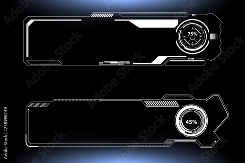 HUD Futuristic Technology Interface Screen White Elements Panel Vector. Abstract Virtual Cyber Control Display Pack For Game App UI Illustration