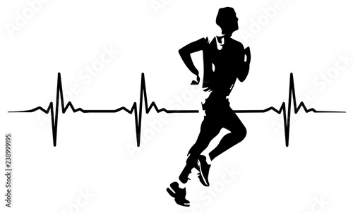 runner heartbeat #isoliert #vektor - Fitness Herzschlag