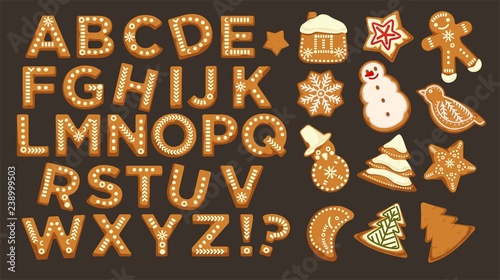 Happy holidays, Christmas abc letters font, graphic design vector.