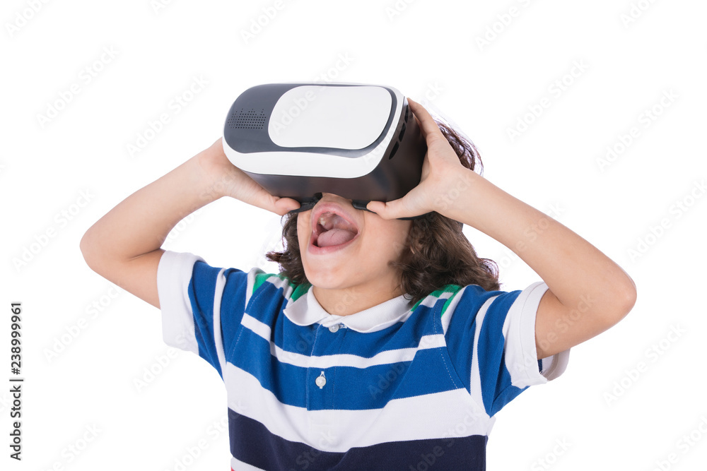 VR glasses player amazed VR glasses player amazed