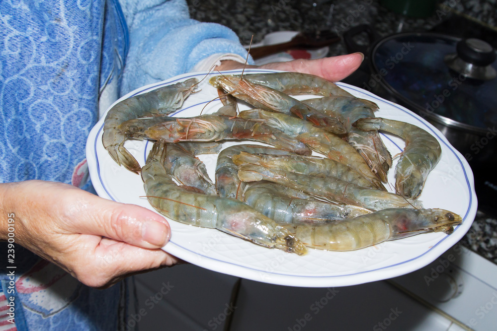 dish of fresh prawns
