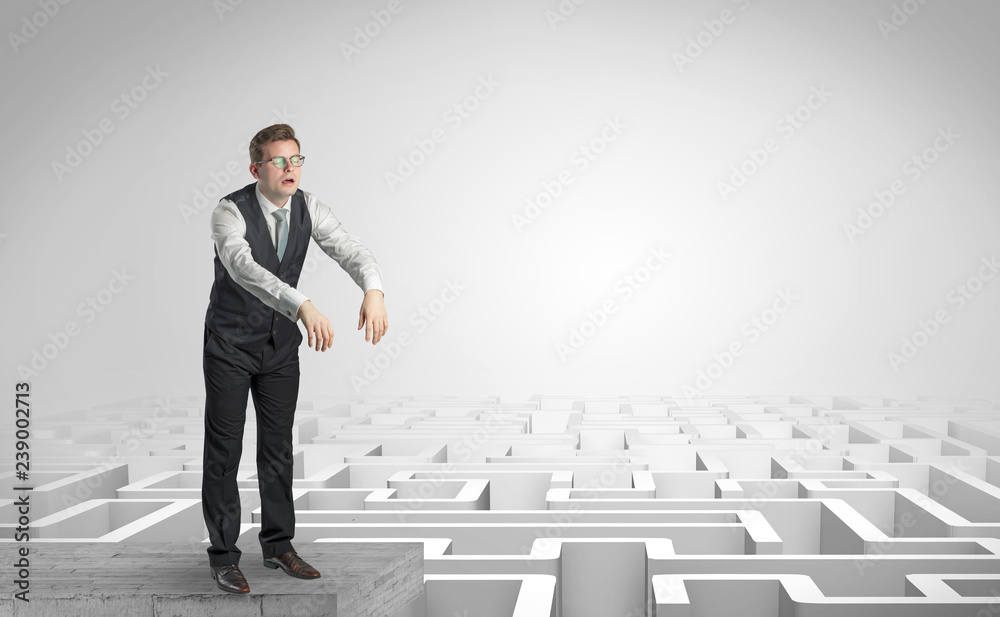 Zombi elegant businessman on the top of a labyrinth
Zombi elegant businessman on the top of a labyrinth