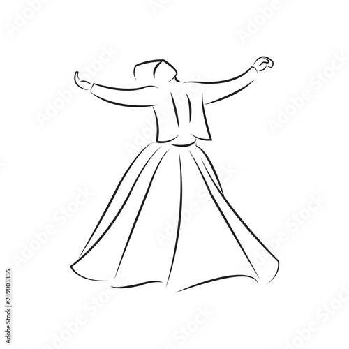 Whirling dervish vector drawing 
