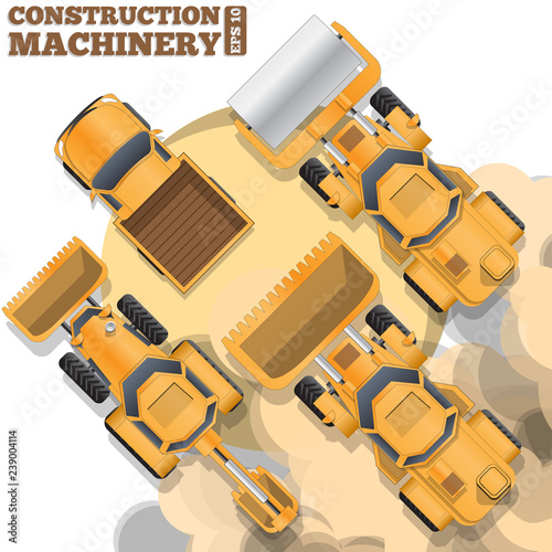 Construction machinery. View from above. Vector illustration.